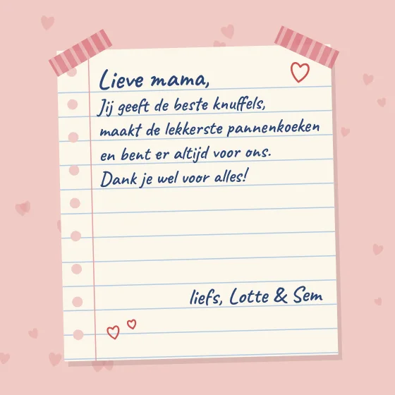 Briefje voor mama