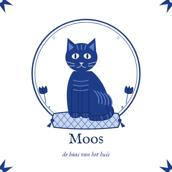 Huisdier in Delfts blauw