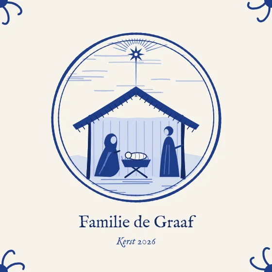 Delfts-blauwe kerststal