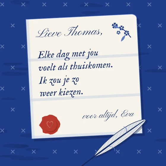 Liefdesbrief met ganzenveer