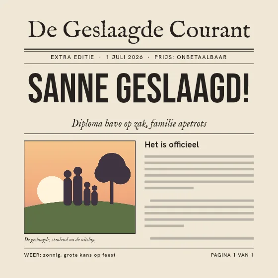 Geslaagd in de krant