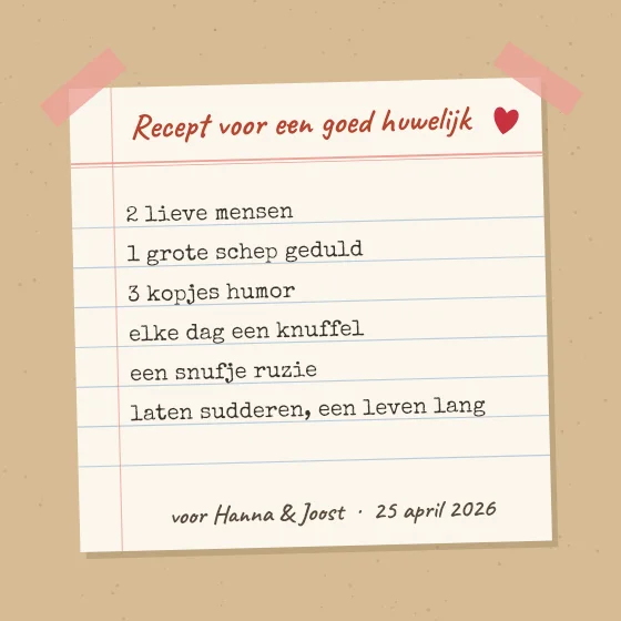 Recept voor een goed huwelijk