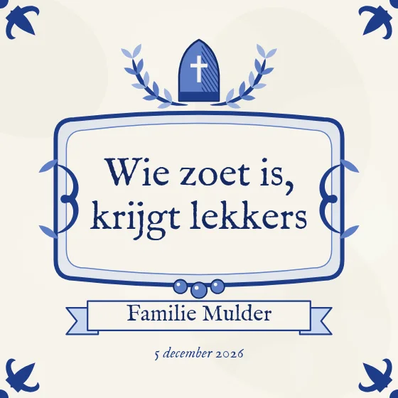 Delfts-blauwe sinterklaasspreuk