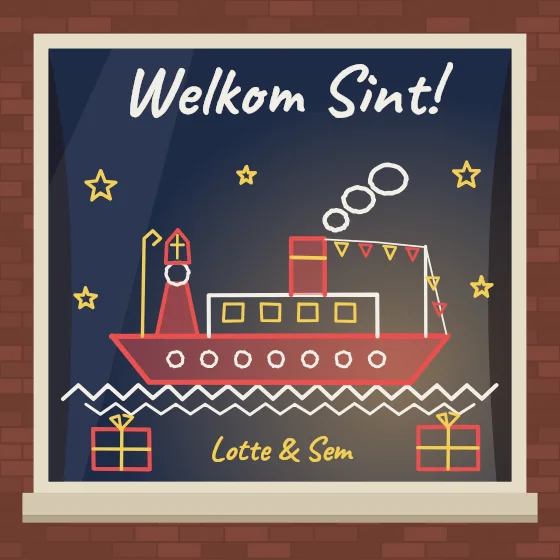 Raamtekening voor de Sint