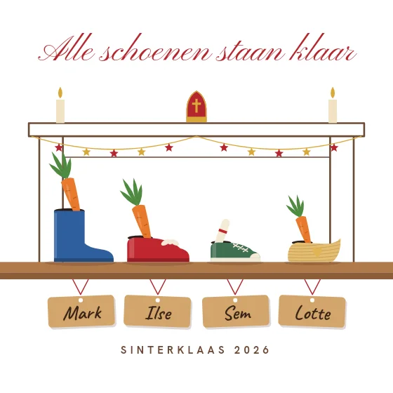 Alle schoenen staan klaar
