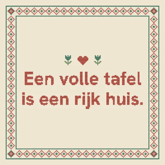 Tegeltje "Een volle tafel is een rijk huis"