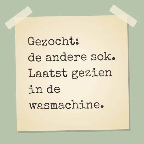 Tegeltje "Gezocht: de andere sok"