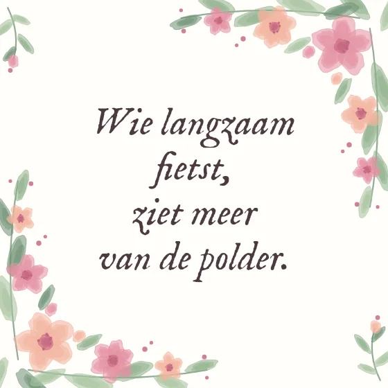 Tegeltje "Wie langzaam fietst, ziet meer van de polder"