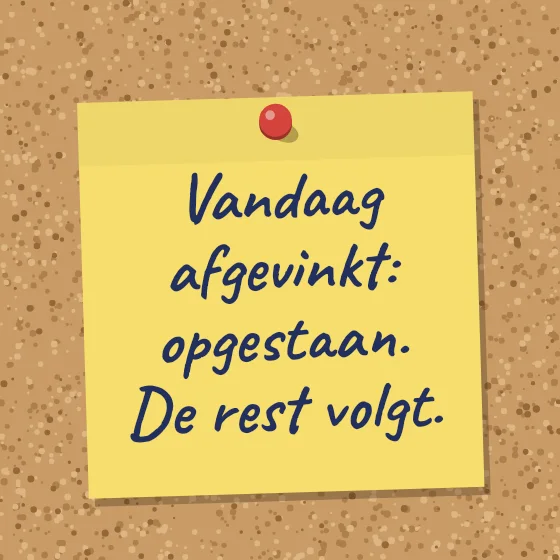 Tegeltje "Vandaag afgevinkt: opgestaan"