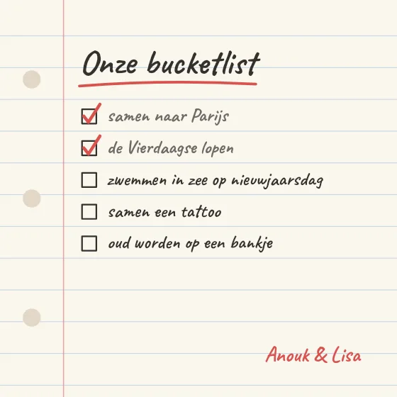 Onze bucketlist